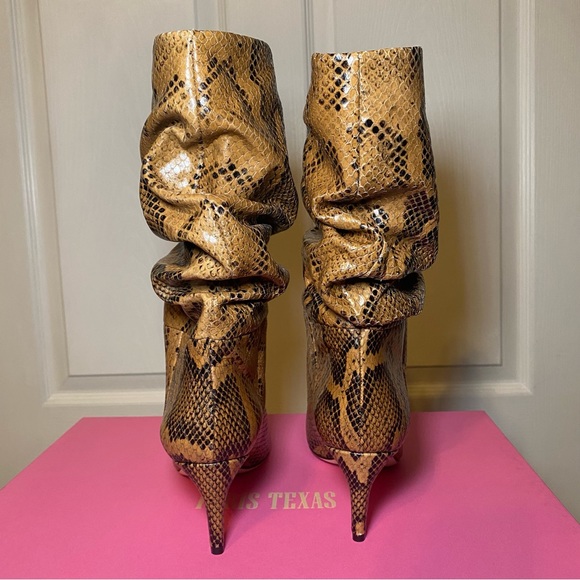 Paris Texas Python Printed Leather Slouchy Pointed Toe Boot - Picture 5 of 12